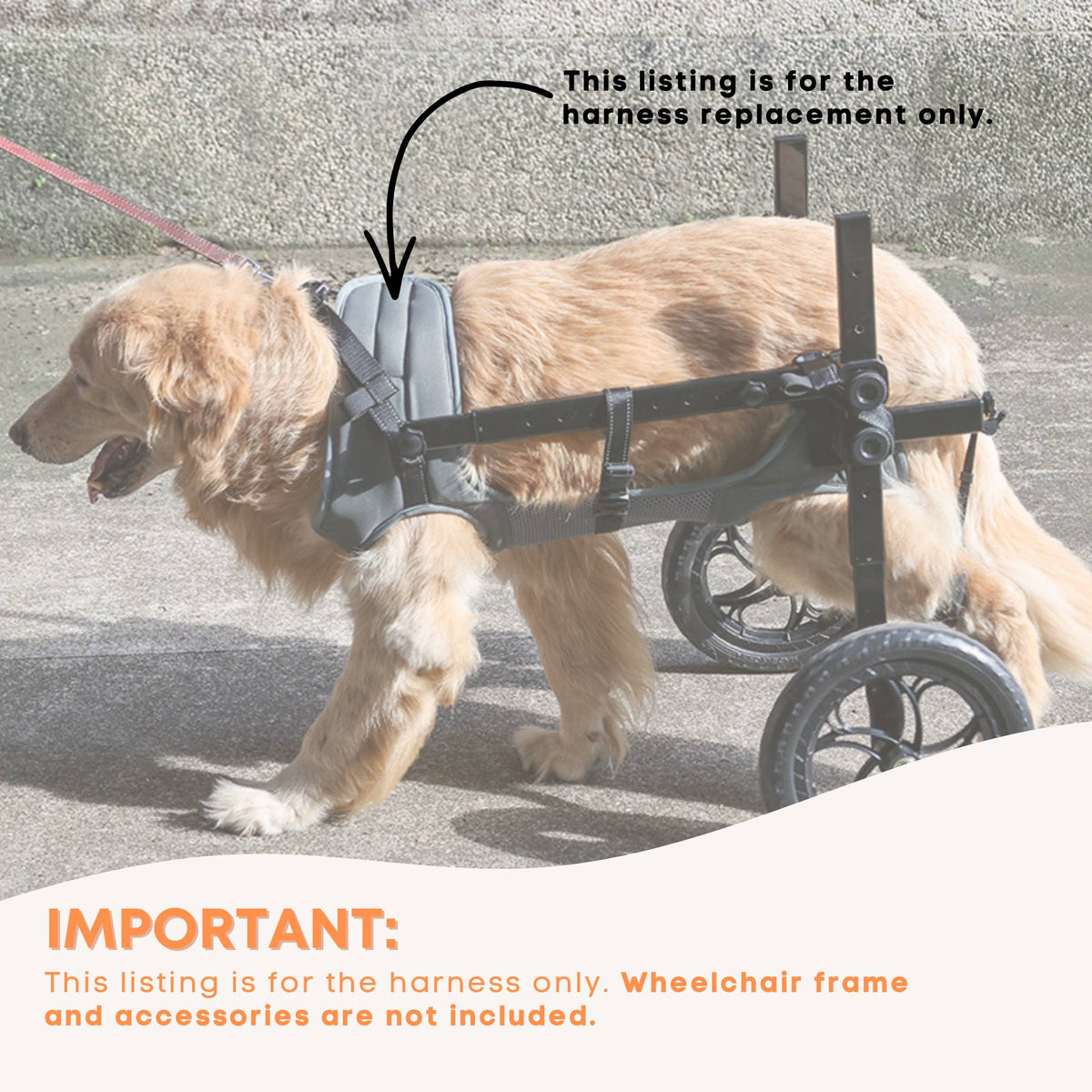 Rooster Farms Replacement Harness for Dog Wheelchair XXL - Large Up to 45Kg