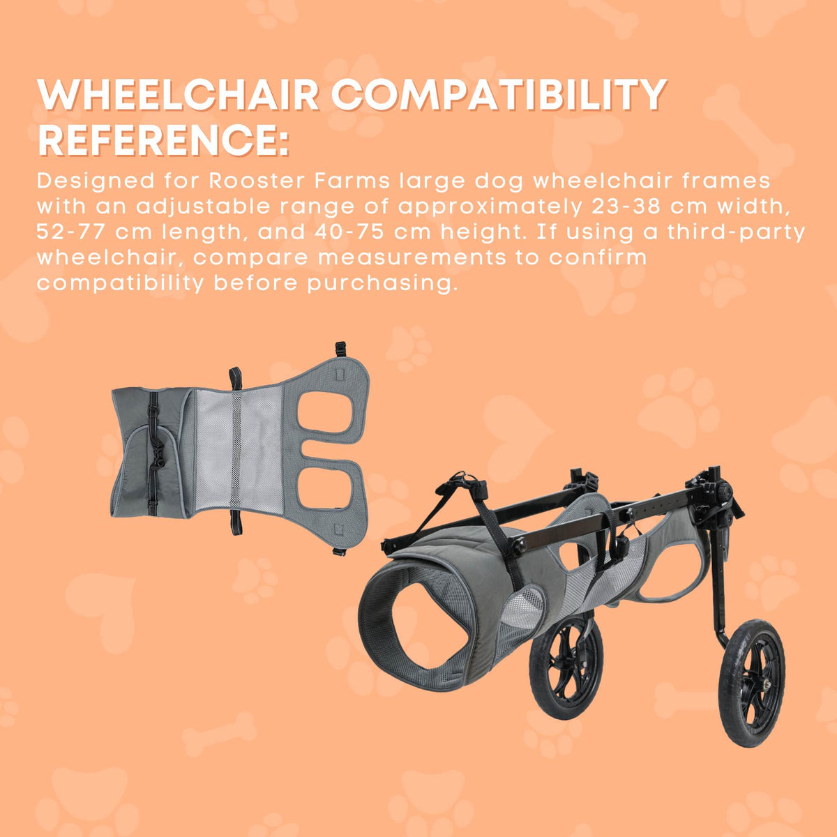 Rooster Farms Replacement Harness for Dog Wheelchair XXL - Large Up to 45Kg