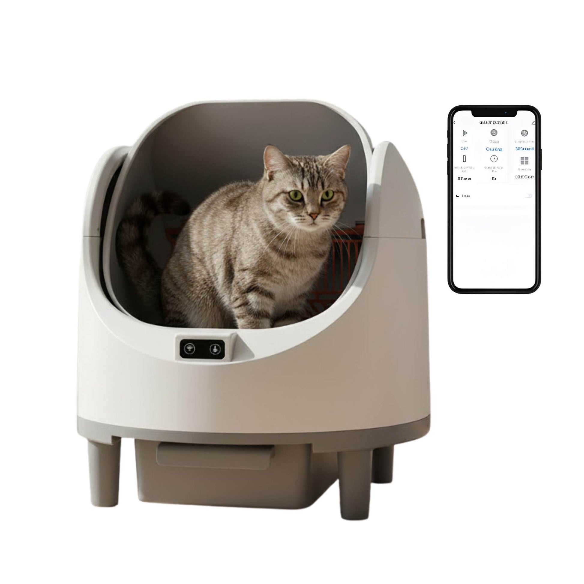Rooster Farms Smart Cat Litter Box Automatic WiFi Self Cleaning Tray 68L