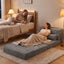 Artiss 3-in-1 Folding Sofa Bed Armless Lounger Chair with Side Pocket and Pillow