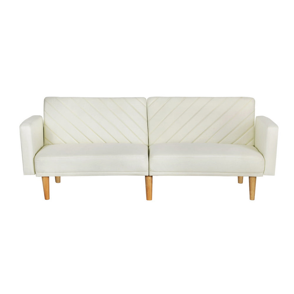 Artiss Sofa Bed Convertible Lounge 3 Seater Futon Couch Recliner Fabric Beige