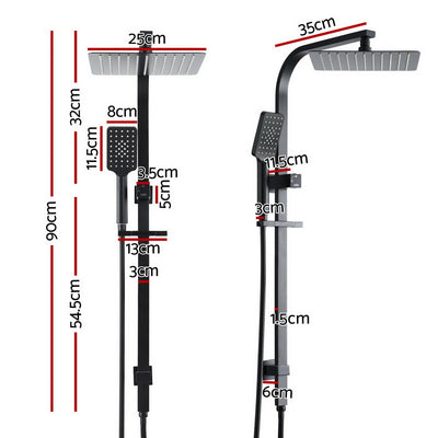 10'' Rain Shower Head Set Handheld Square High Pressure Black