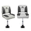 Seamanship 2X Folding Boat Seats with 2X Adjustable Pedestals 34–46cm Marine Swivel Low Back 13cm Padding Charcoal