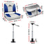 Seamanship 2X Folding Boat Seats with 2X Adjustable Pedestals 55–75cm Marine Swivel Low Back 13cm Padding White Blue