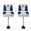 Seamanship 2X Folding Boat Seats with 2X Adjustable Pedestals 55–75cm Marine Swivel Low Back 13cm Padding White Blue