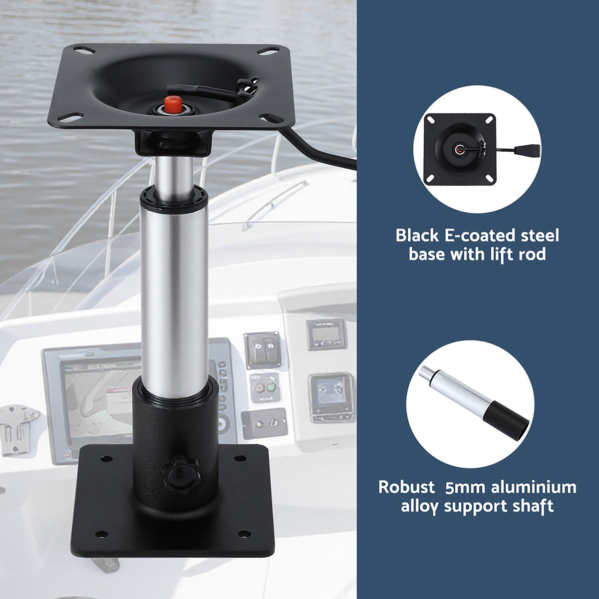 Seamanship Boat Seat Pedestal 34–46cm Adjustable Gas Lift 360 Degrees Swivel 2 Pack
