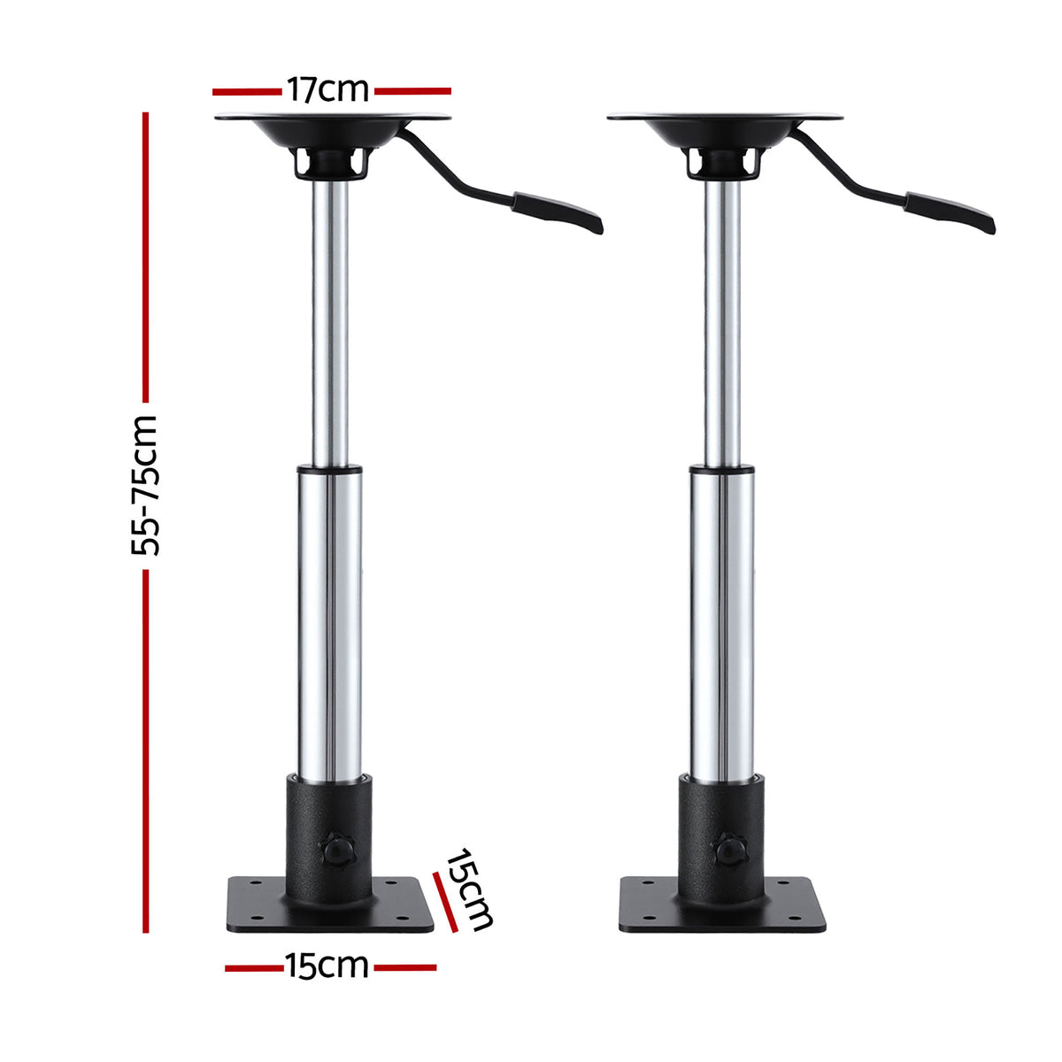 Seamanship Boat Seat Pedestal 55–75cm Adjustable Gas Lift 360 Degrees Swivel 2 Pack