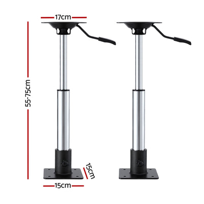 Seamanship Boat Seat Pedestal 55–75cm Adjustable Gas Lift 360 Degrees Swivel 2 Pack