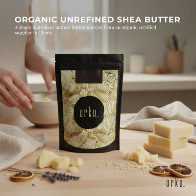 Orku 400g Organic Unrefined Shea Butter Raw African Karite Chunks