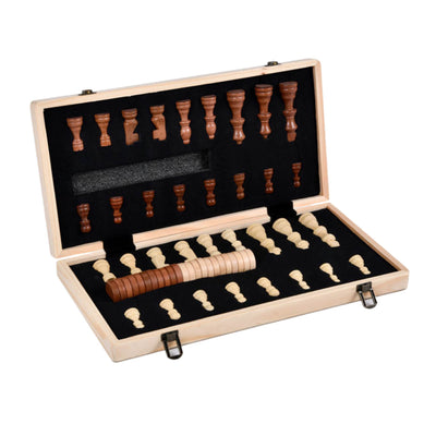 Social Hike 2 in 1 Magnetic Wooden Chess and Checkers Set - Portable Game Board