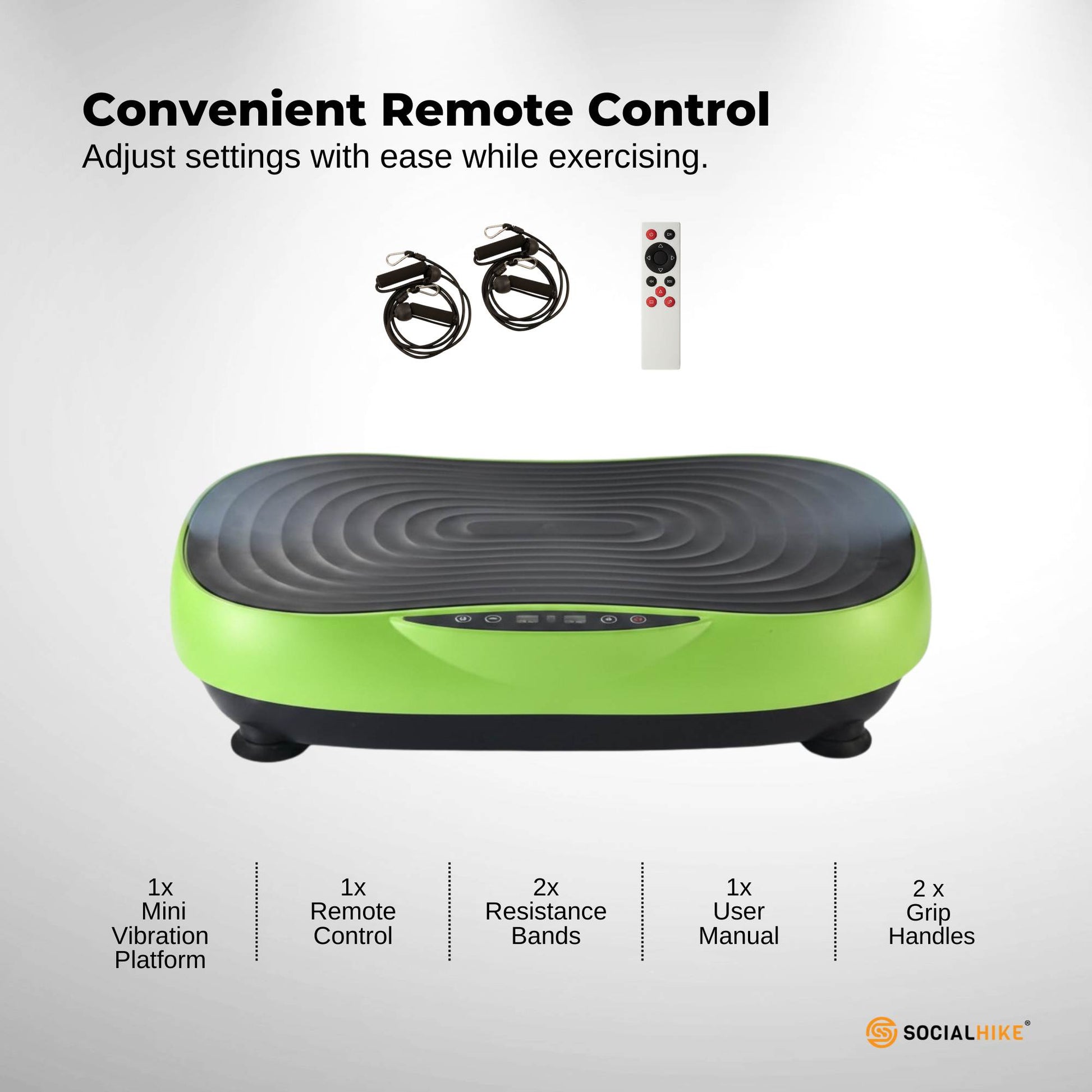 Social Hike 55cm Vibration Plate Machine Full Body Exercise Platform 200W Green