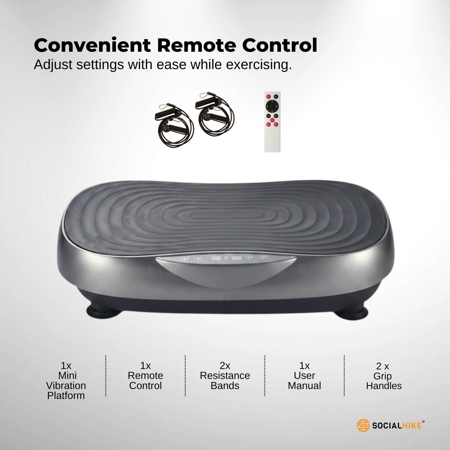 Social Hike 55cm Vibration Plate Machine Full Body Exercise Platform 200W Grey