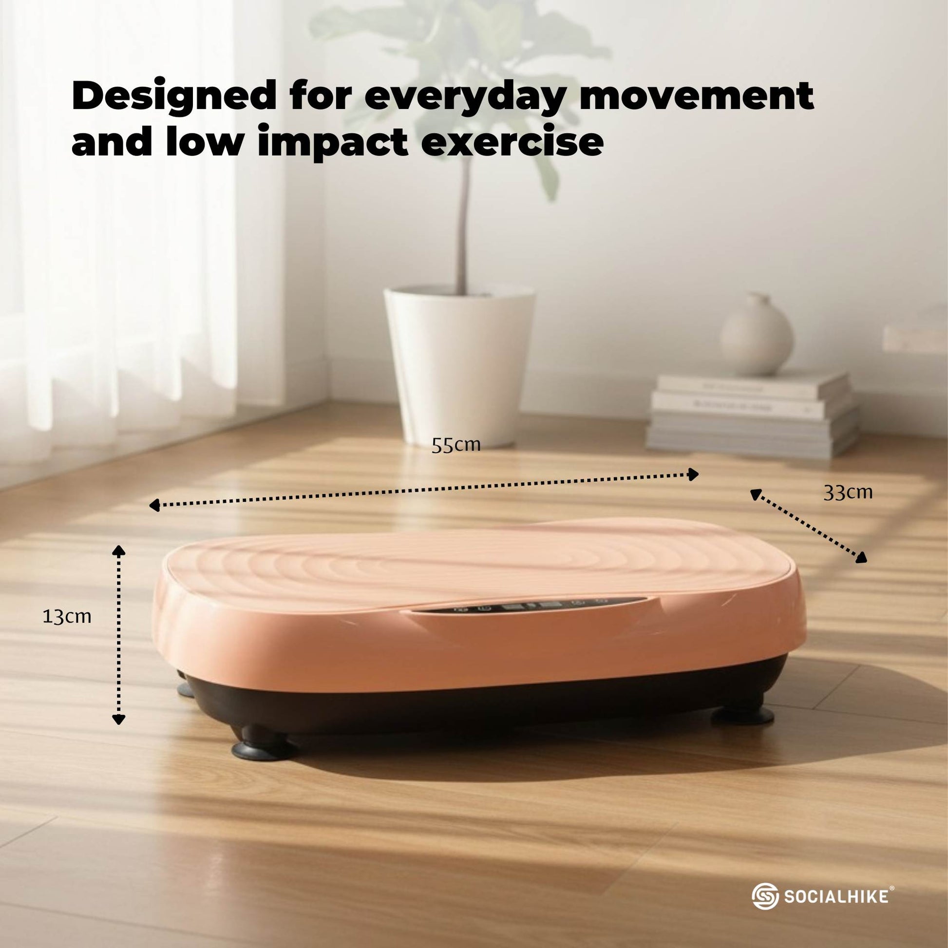 Social Hike 55cm Vibration Plate Machine Full Body Exercise Platform 200W Pink