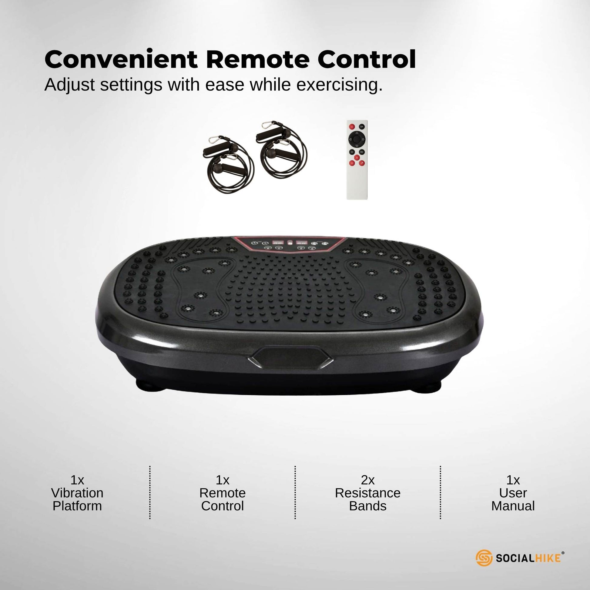 Social Hike 60cm Vibration Plate Machine Full Body Exercise Platform Black