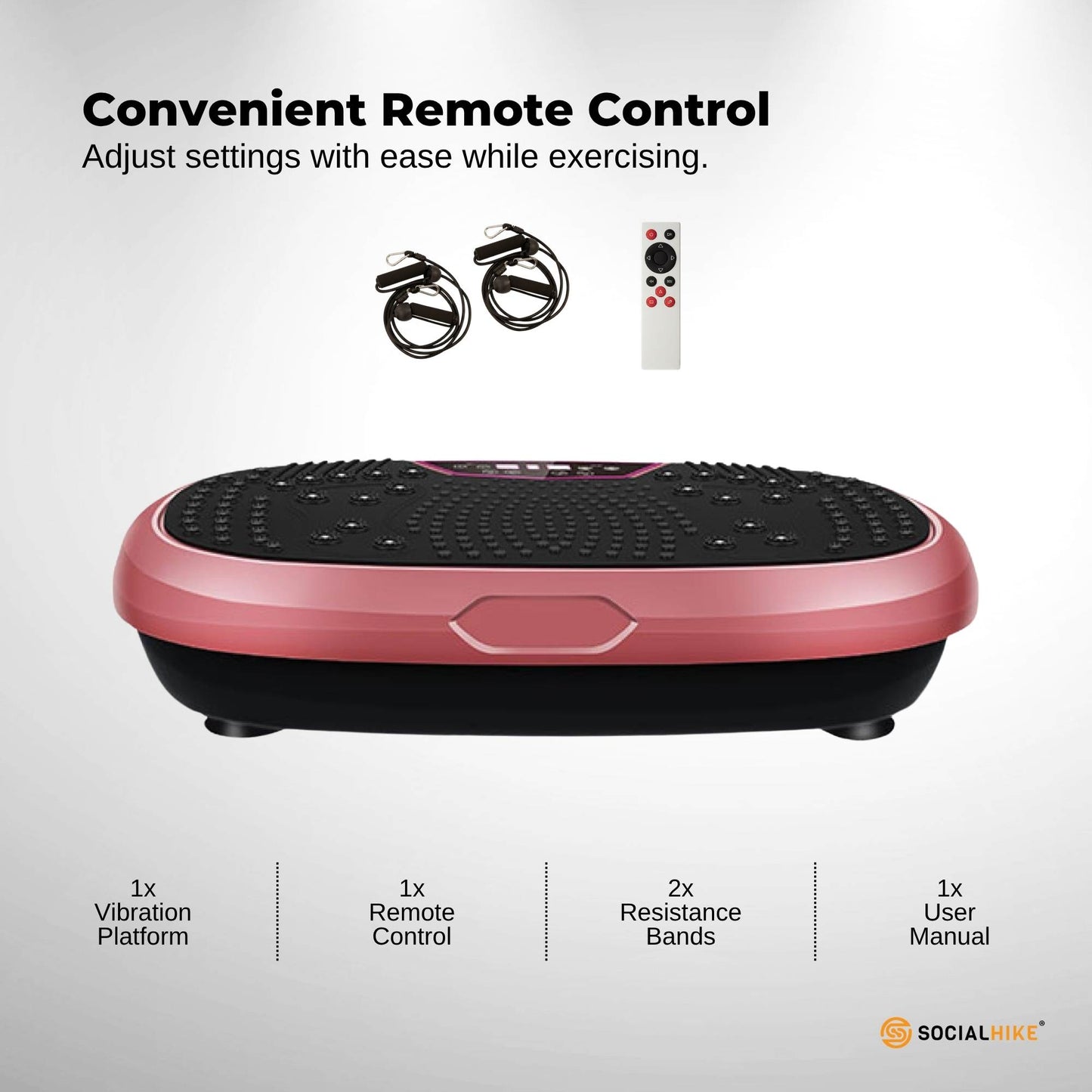 Social Hike 60cm Vibration Plate Machine Full Body Exercise Platform Pink
