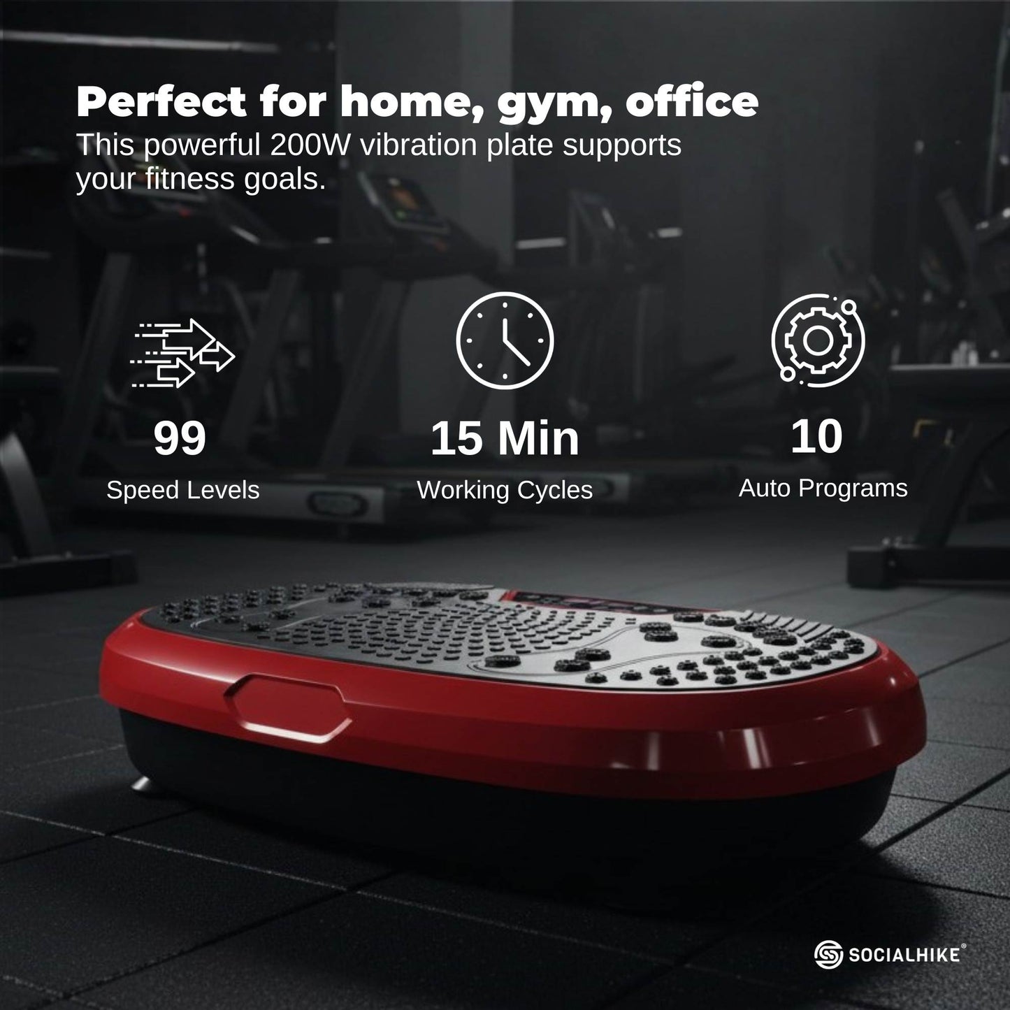 Social Hike 60cm Vibration Plate Machine Full Body Exercise Platform Red