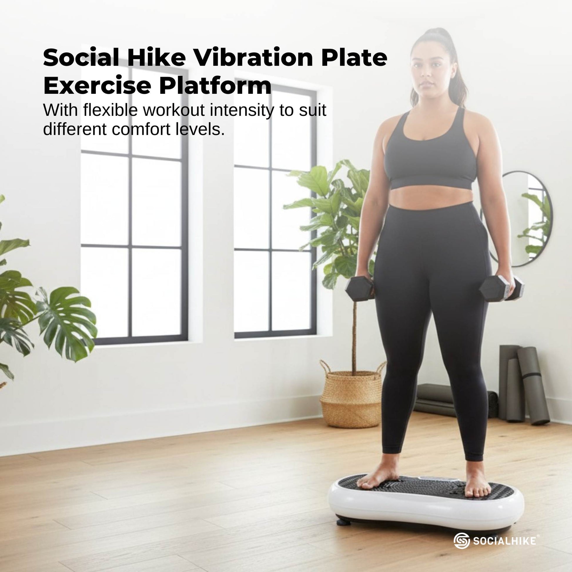 Social Hike 68cm Vibration Machine Exercise Platform Vibrating Workout Plate