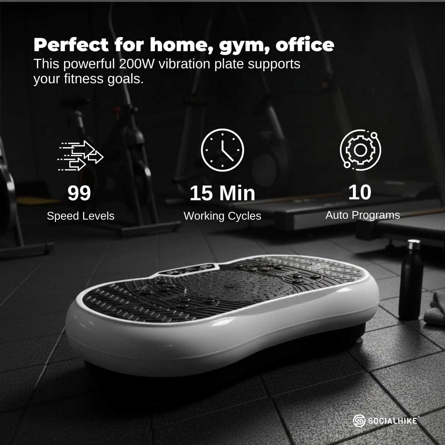 Social Hike 68cm Vibration Machine Exercise Platform Vibrating Workout Plate