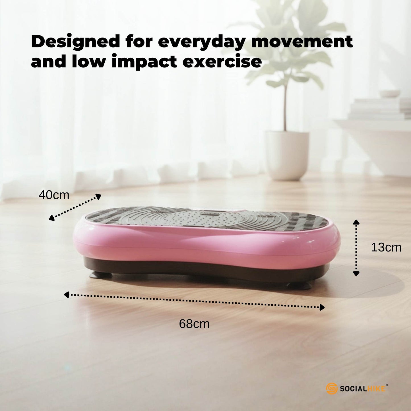 Social Hike 68cm Vibration Plate Machine Full Body Workout Platform Pink