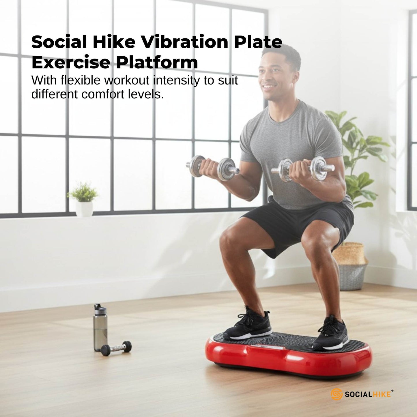 Social Hike 68cm Vibration Plate Machine Full Body Workout Platform Red