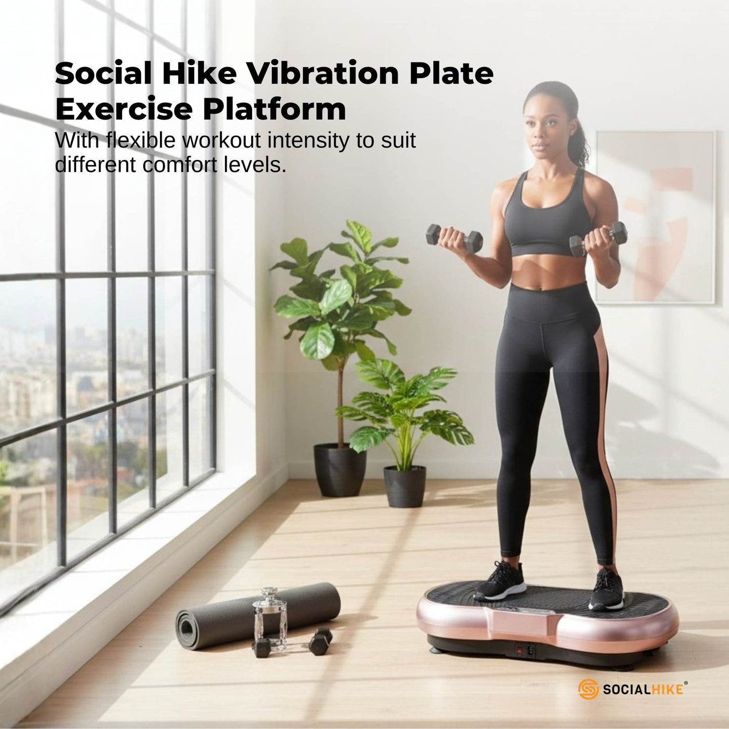 Social Hike 68cm Vibration Plate Machine Full Body Workout Platform Rose