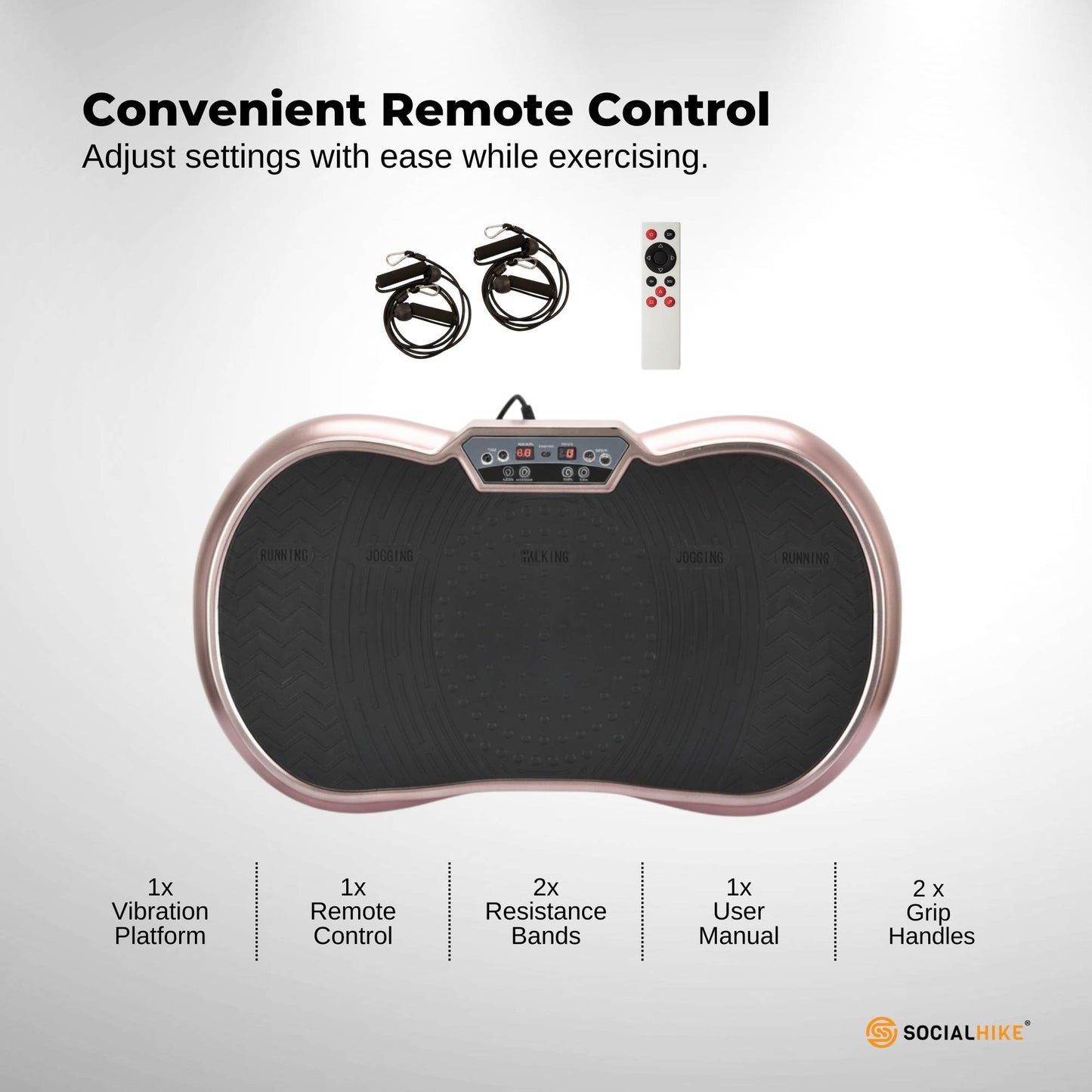 Social Hike 68cm Vibration Plate Machine Full Body Workout Platform Rose