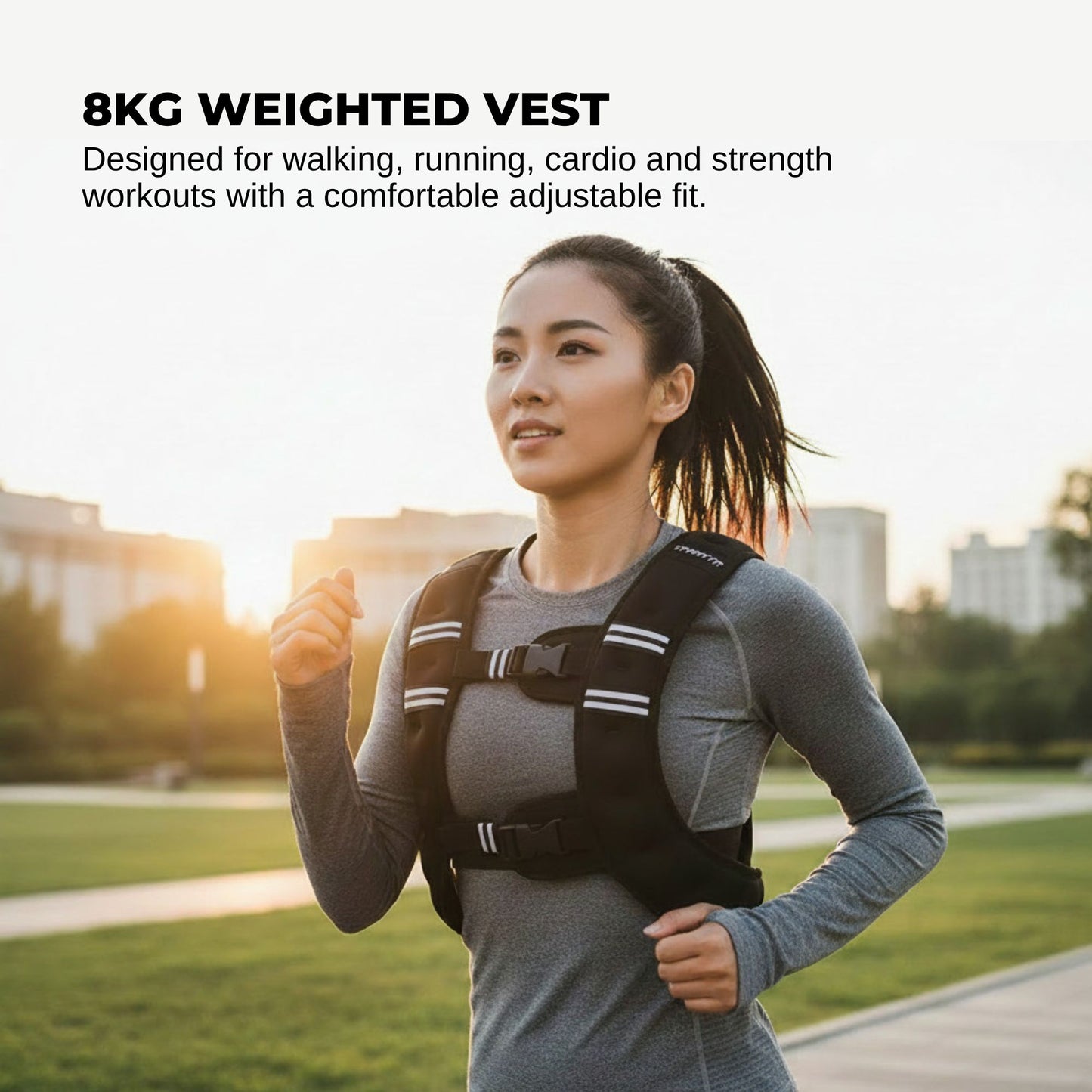 Social Hike 8Kg Weighted Vest Adjustable Fit For Running Walking Training
