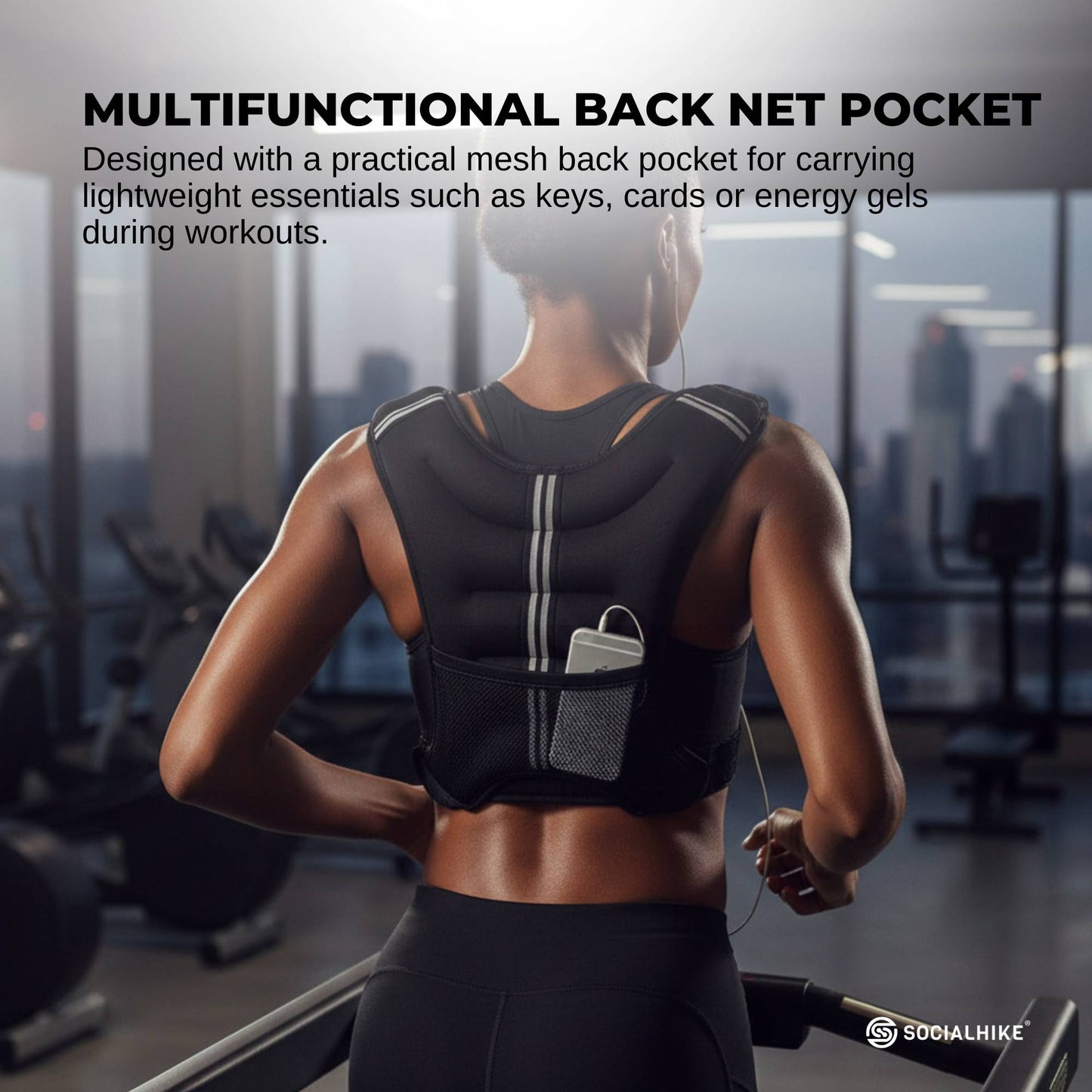 Social Hike 8Kg Weighted Vest Adjustable Fit For Running Walking Training
