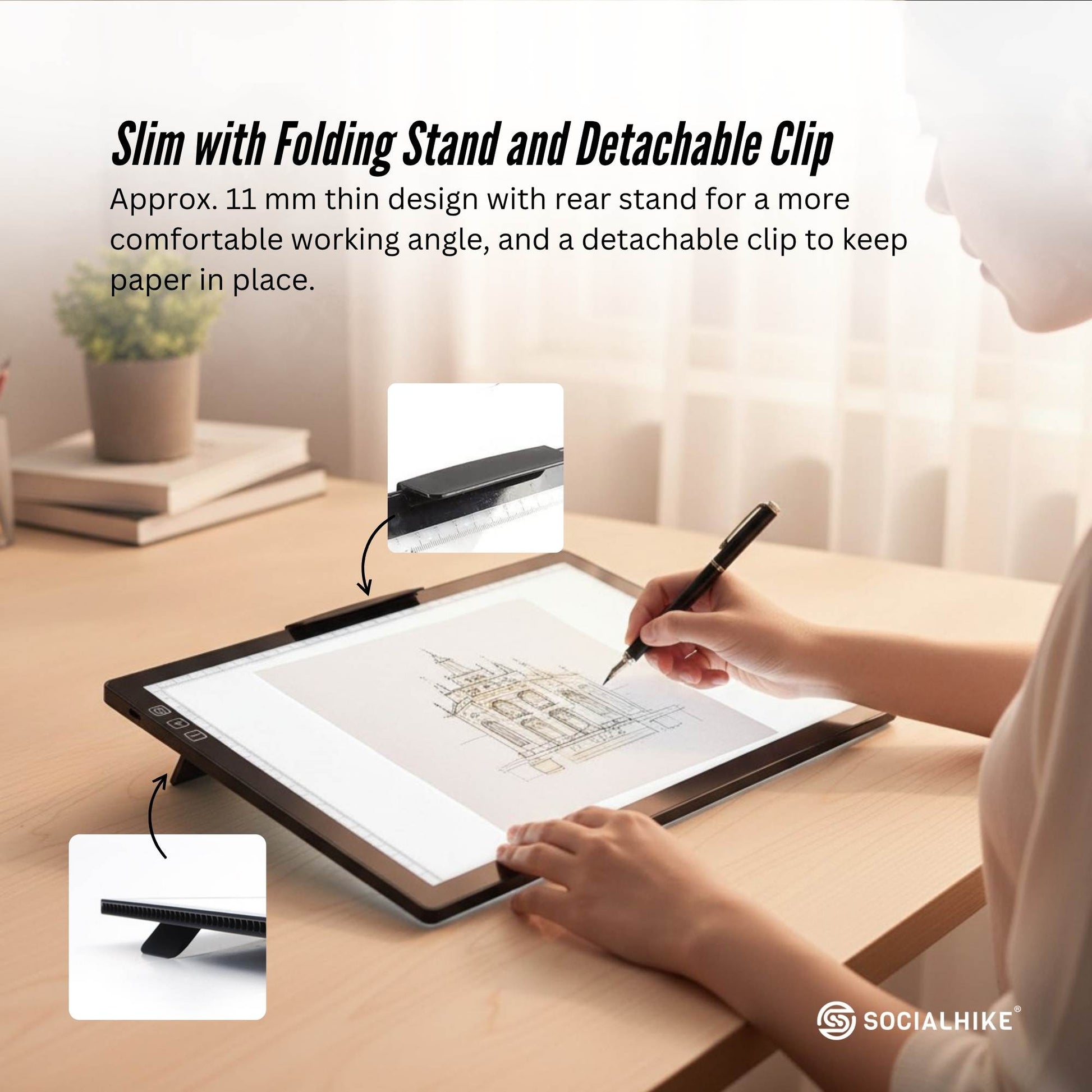 Social Hike A4 LED Light Pad Tracing Board Rechargeable USB-C 3000mAh Light Box