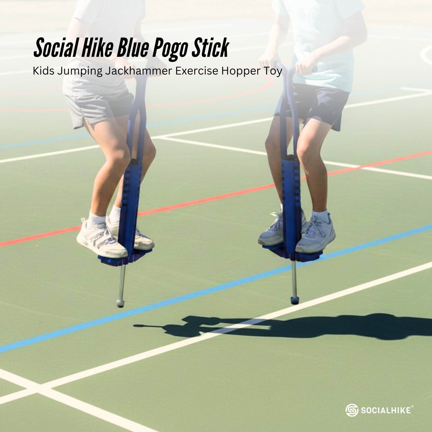 Social Hike Blue Pogo Stick - Kids Jumping Jackhammer Exercise Hopper Toy