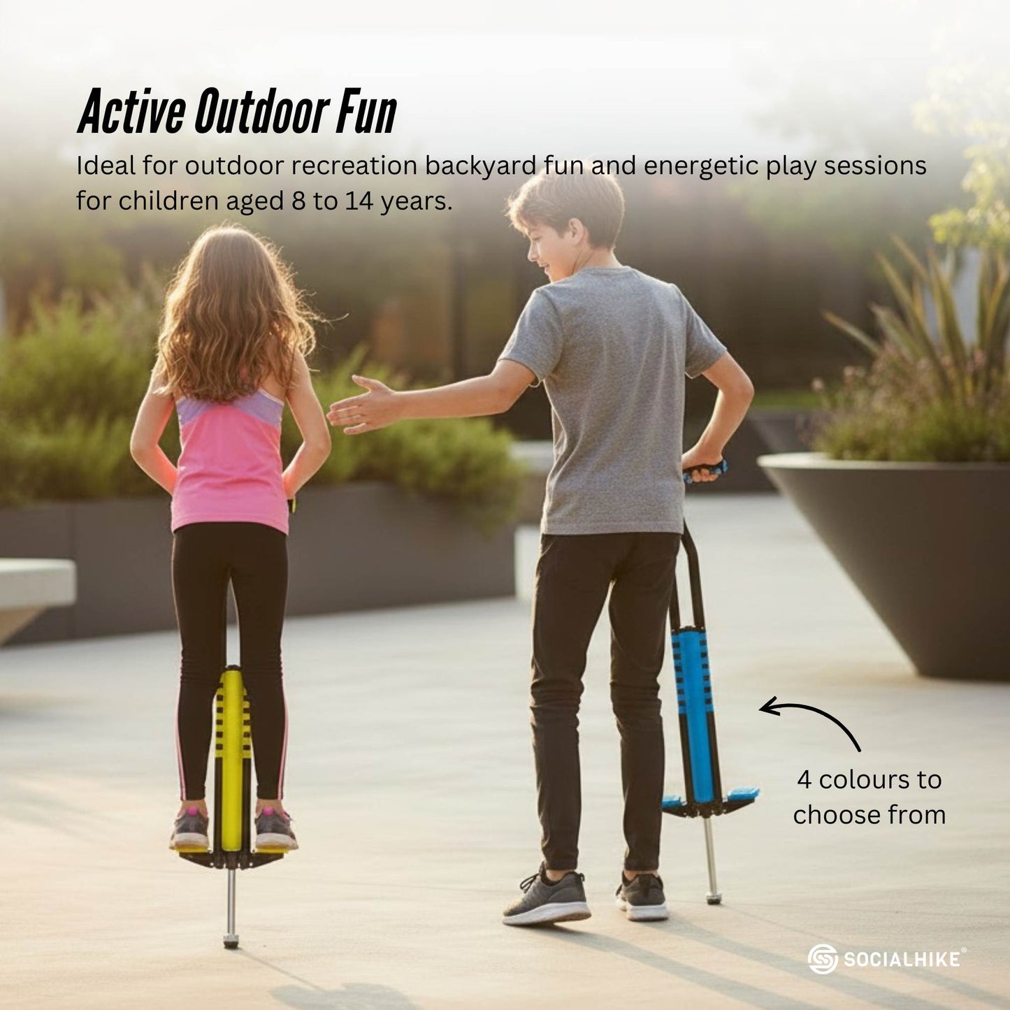 Social Hike Blue Pogo Stick - Kids Jumping Jackhammer Exercise Hopper Toy