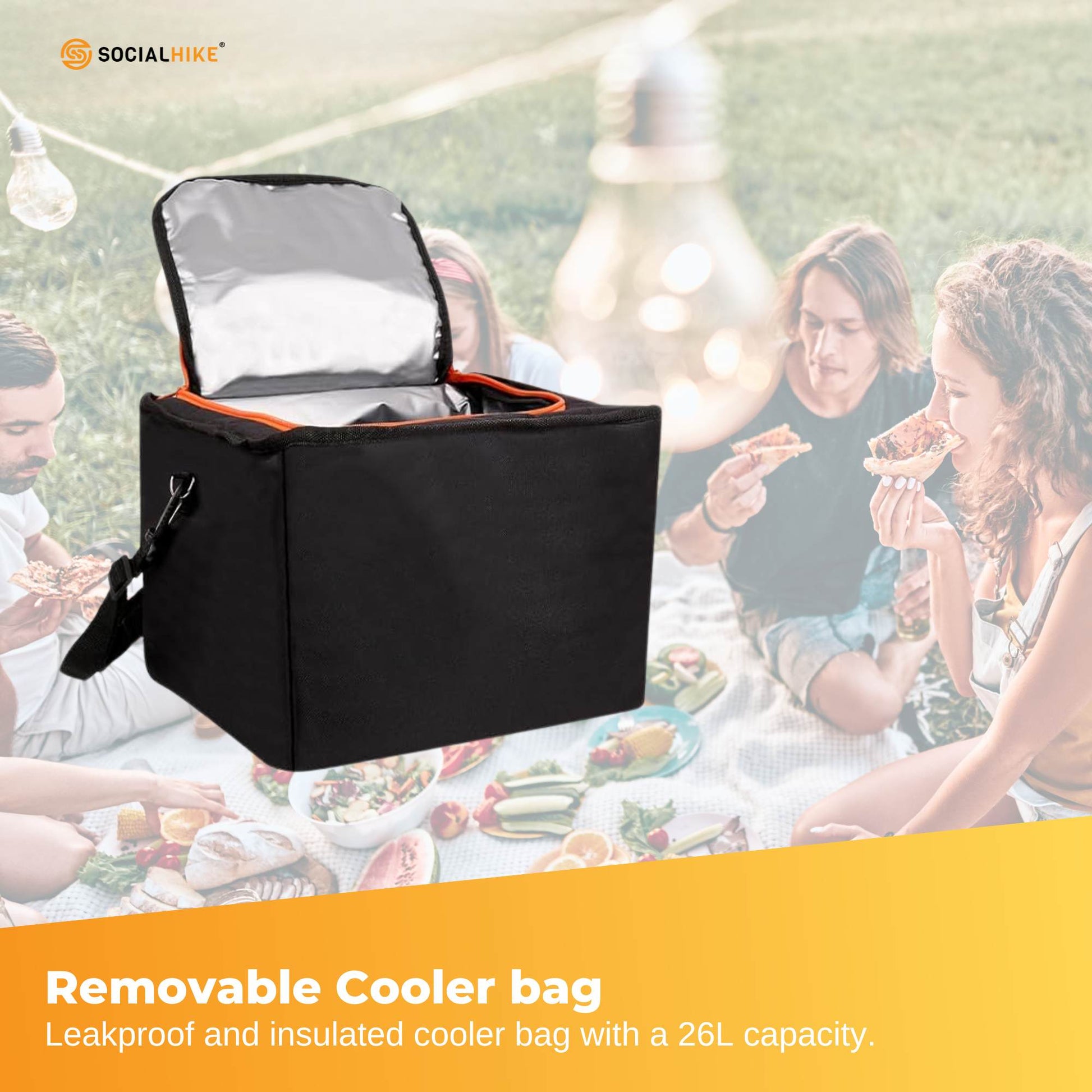 Social Hike Car Boot Organiser With Cooler - Collapsible Storage Box For Trunk