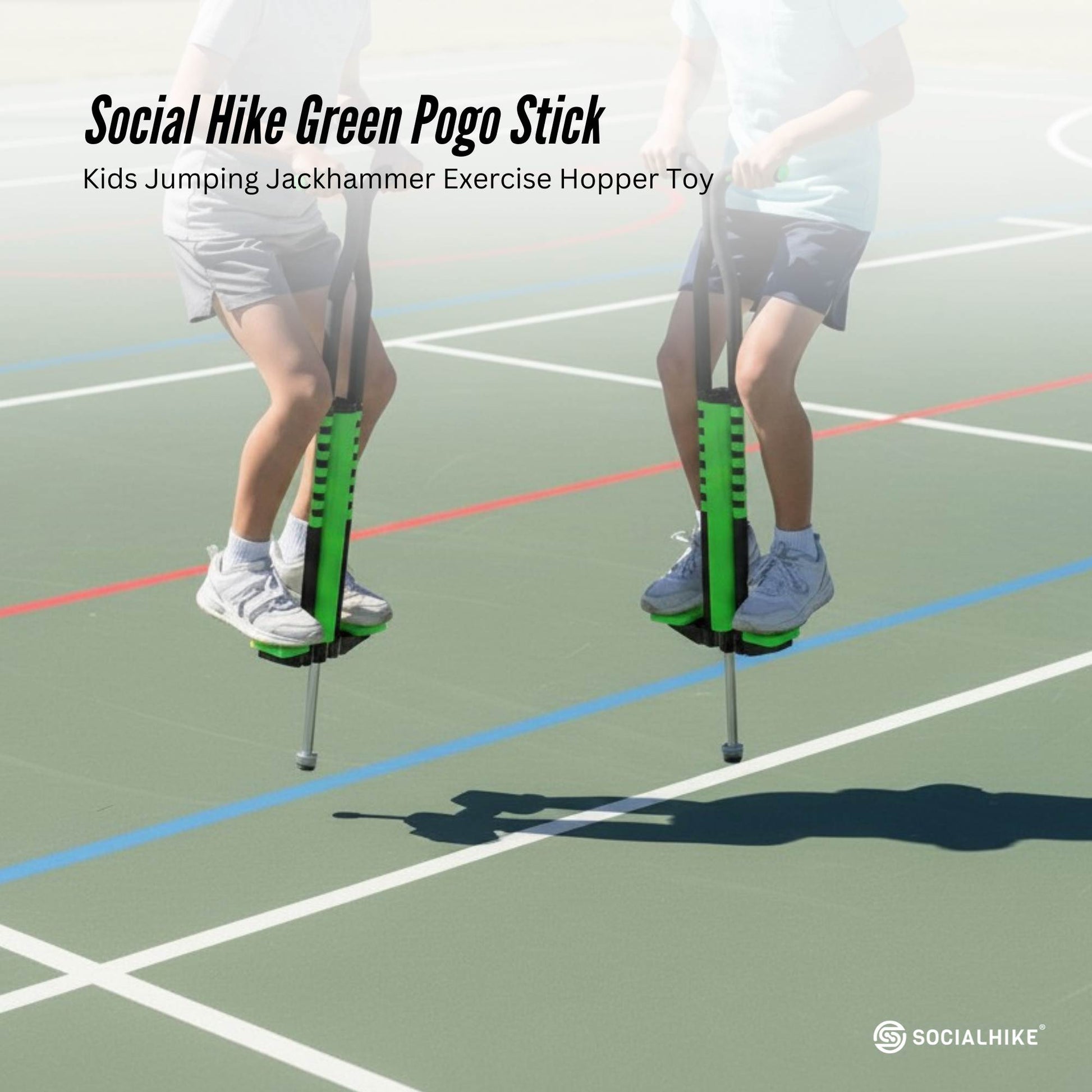 Social Hike Green Pogo Stick - Kids Jumping Jackhammer Exercise Hopper Toy