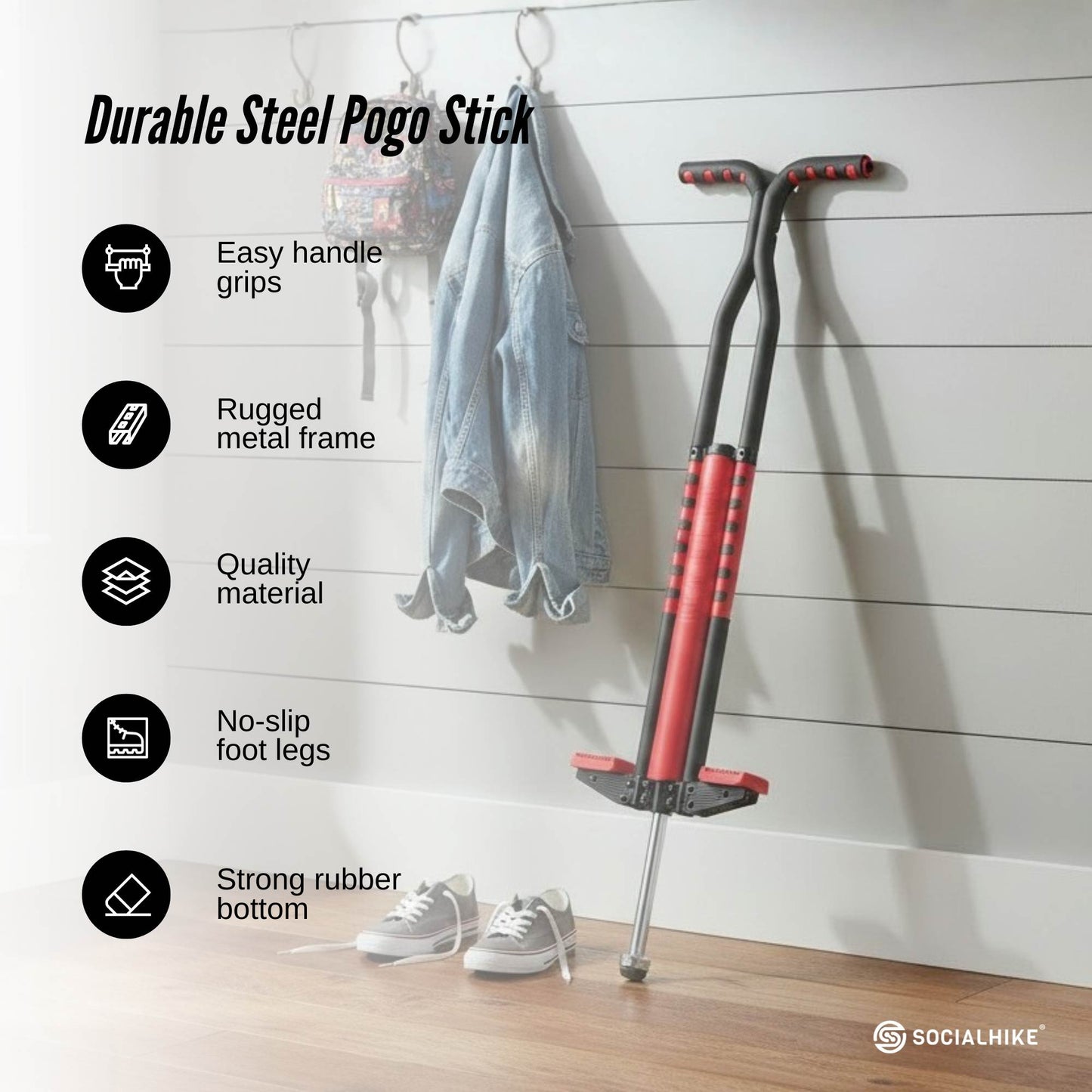 Social Hike Green Pogo Stick - Kids Jumping Jackhammer Exercise Hopper Toy