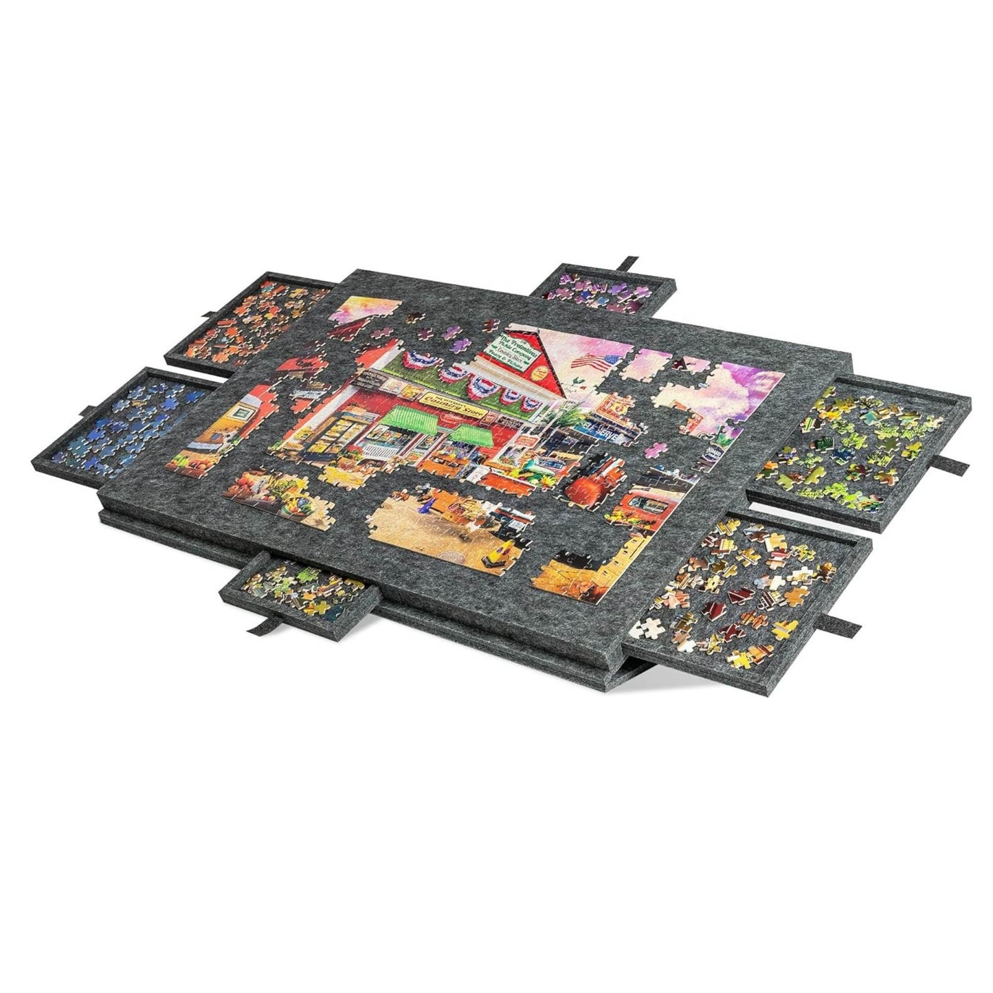Social Hike Puzzle Board - Felt Tilting Portable Cover + Drawers Grey