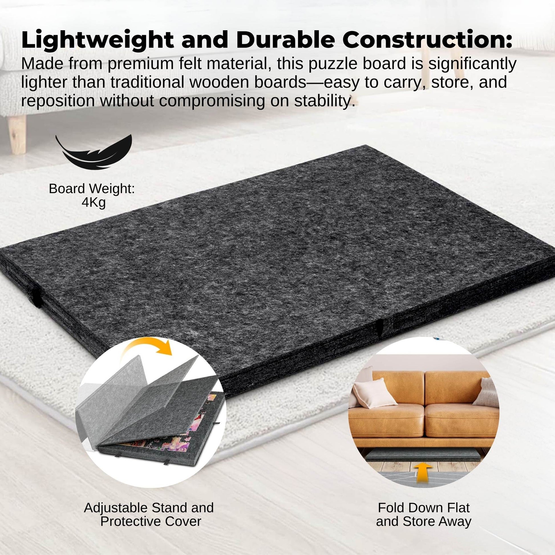 Social Hike Puzzle Board 1500 pcs - Felt Tilting Portable Cover + Drawers Grey