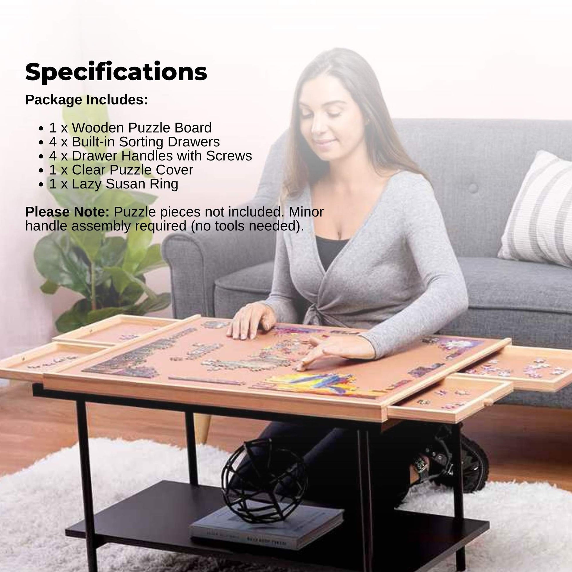 Social Hike Puzzle Board 1500 pcs - Rotating Tabletop with 4 Drawers and Cover