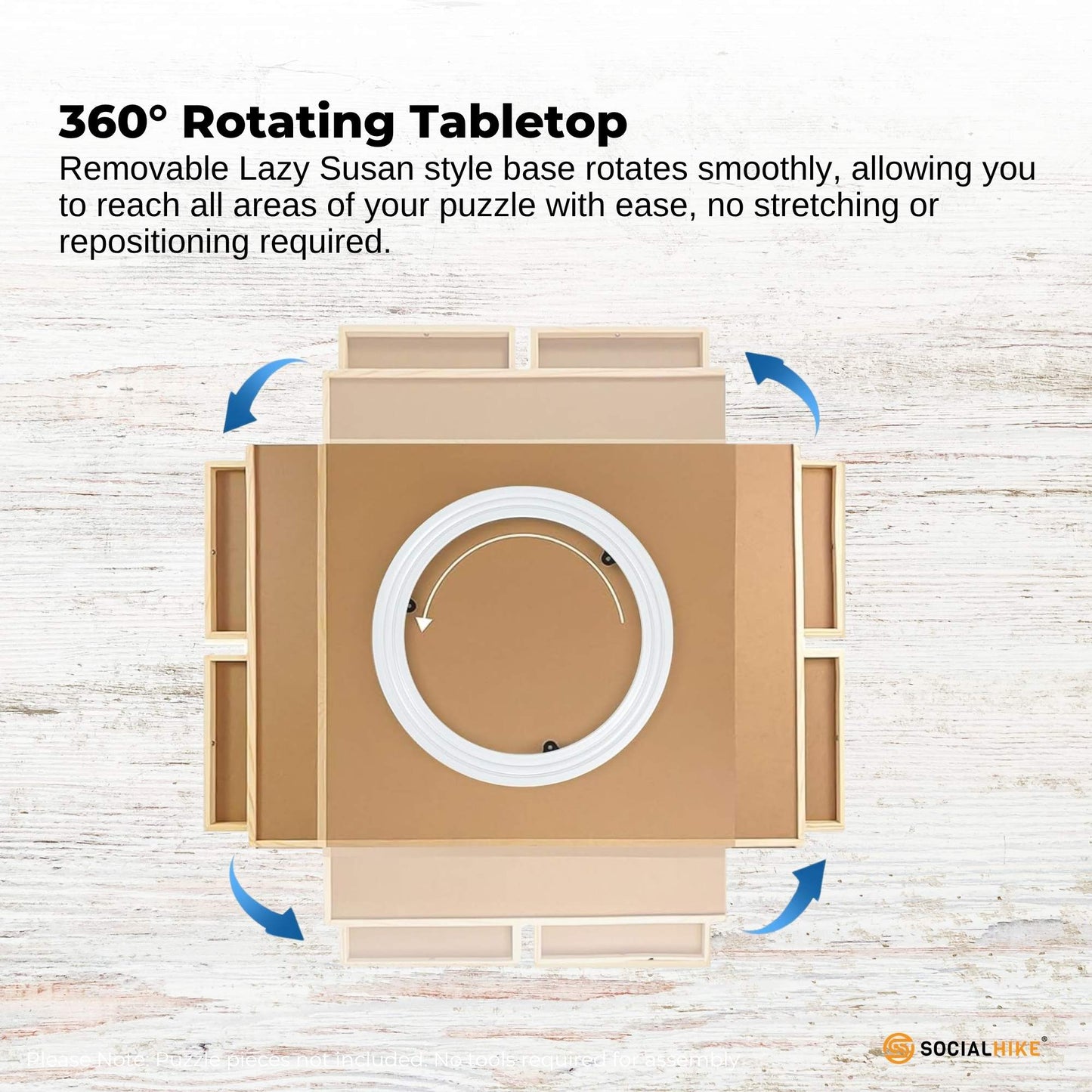 Social Hike Puzzle Board 1500 pcs - Rotating Tabletop with 4 Drawers and Cover