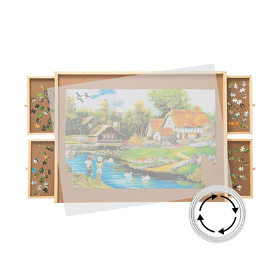 Social Hike Puzzle Board 1500 pcs - Rotating Tabletop with 4 Drawers and Cover