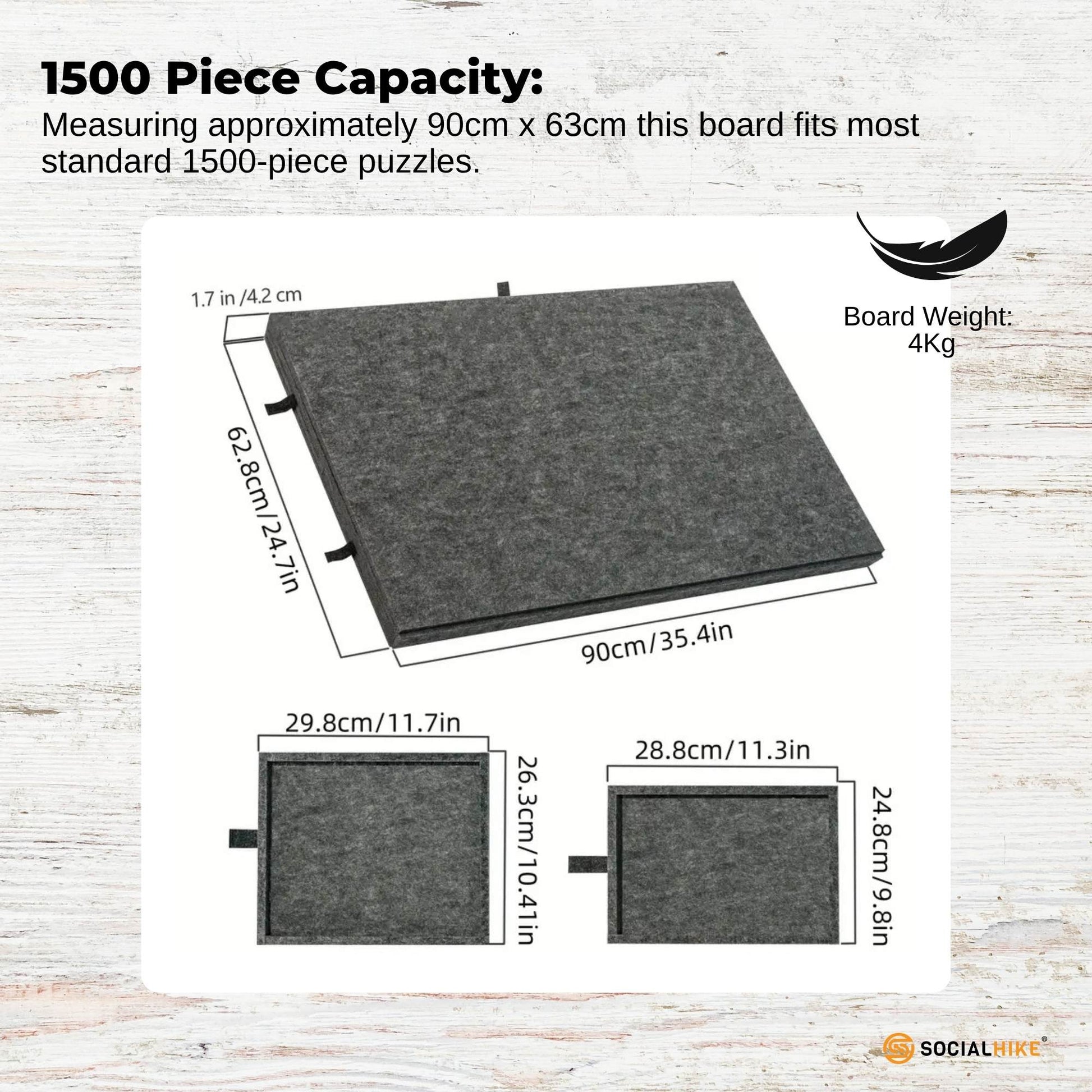 Social Hike Puzzle Board - Felt Tilting Portable Cover + Drawers Grey