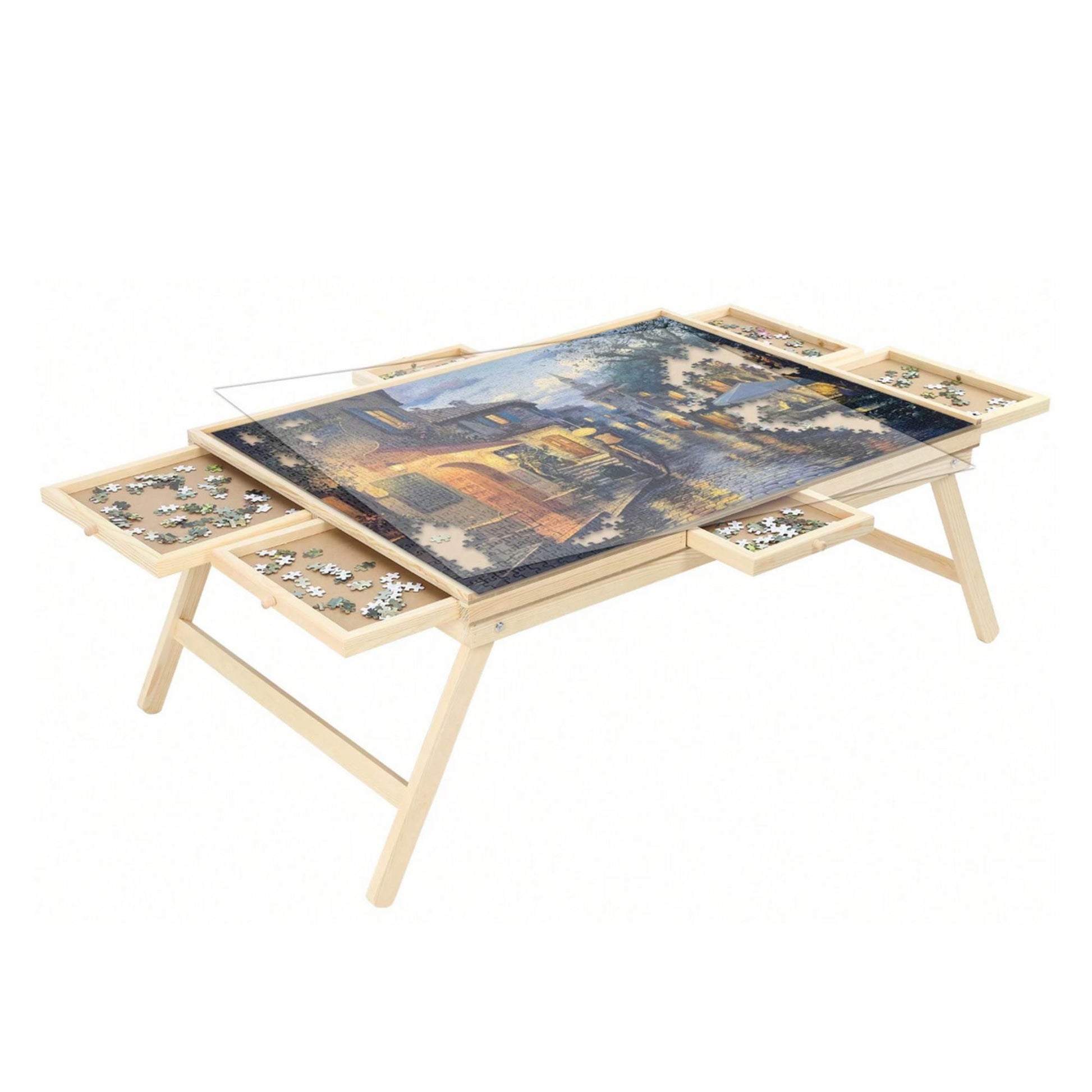 Social Hike Puzzle Board Table 1500 pcs - Folding Legs 6 Drawer with Cover