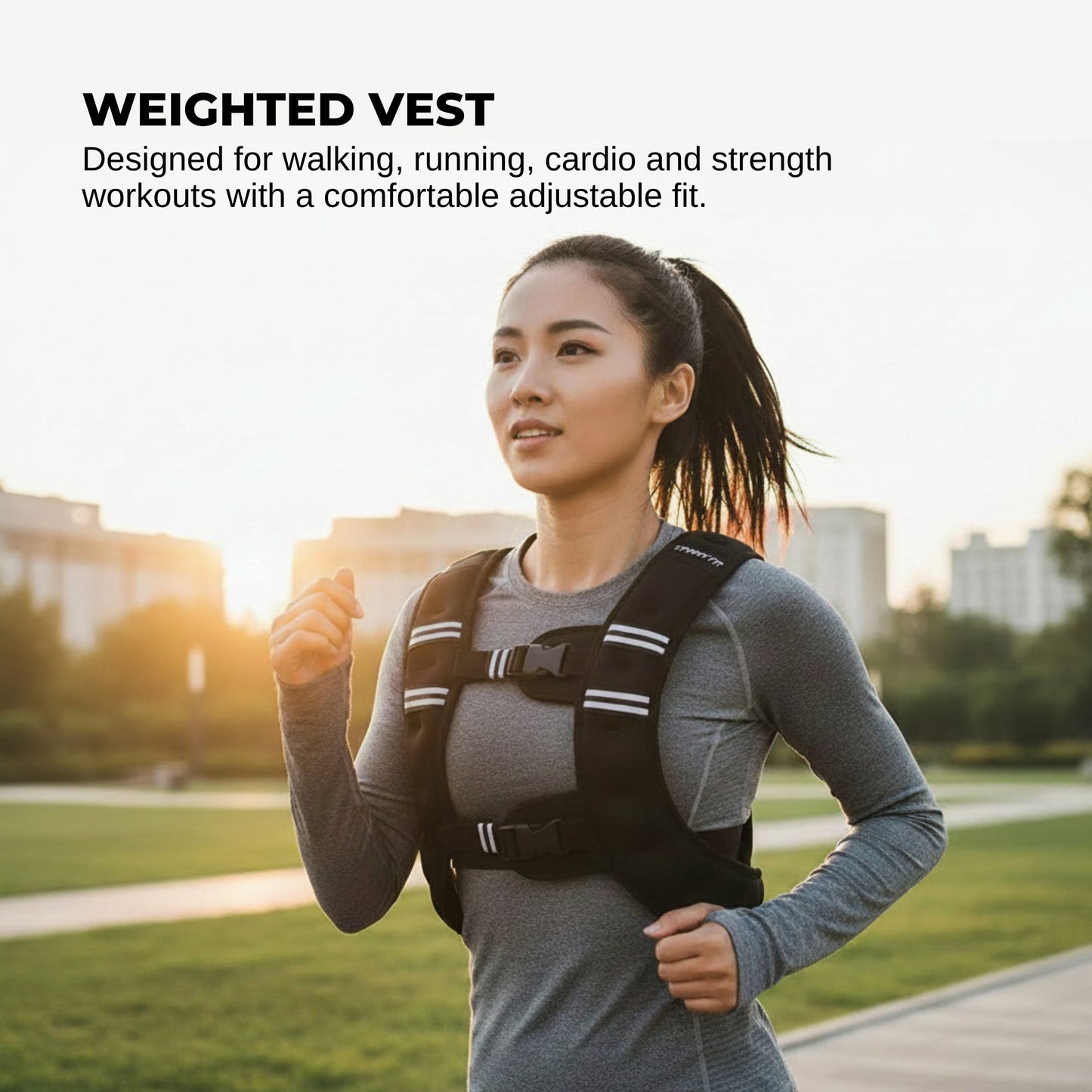 Social Hike Weighted Vest Adjustable Fit - Men Women Running Walking Training