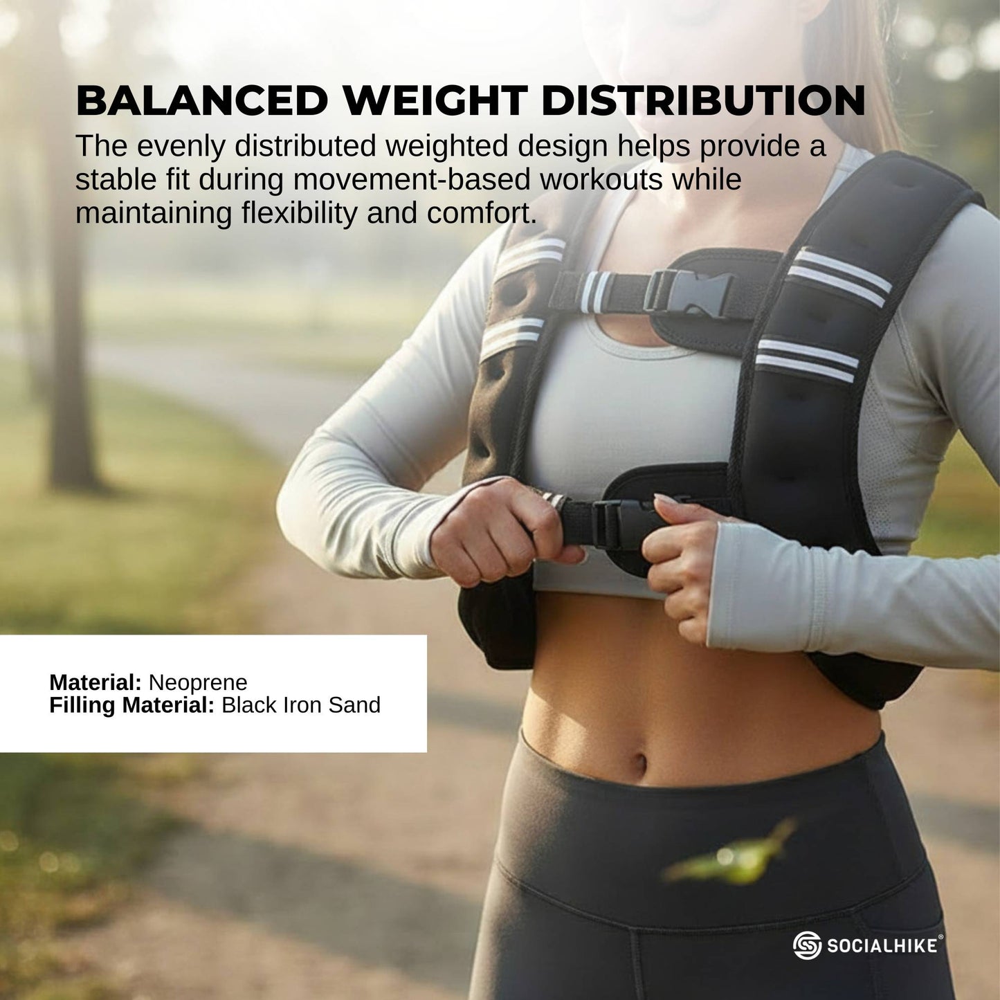 Social Hike Weighted Vest Adjustable Fit - Men Women Running Walking Training