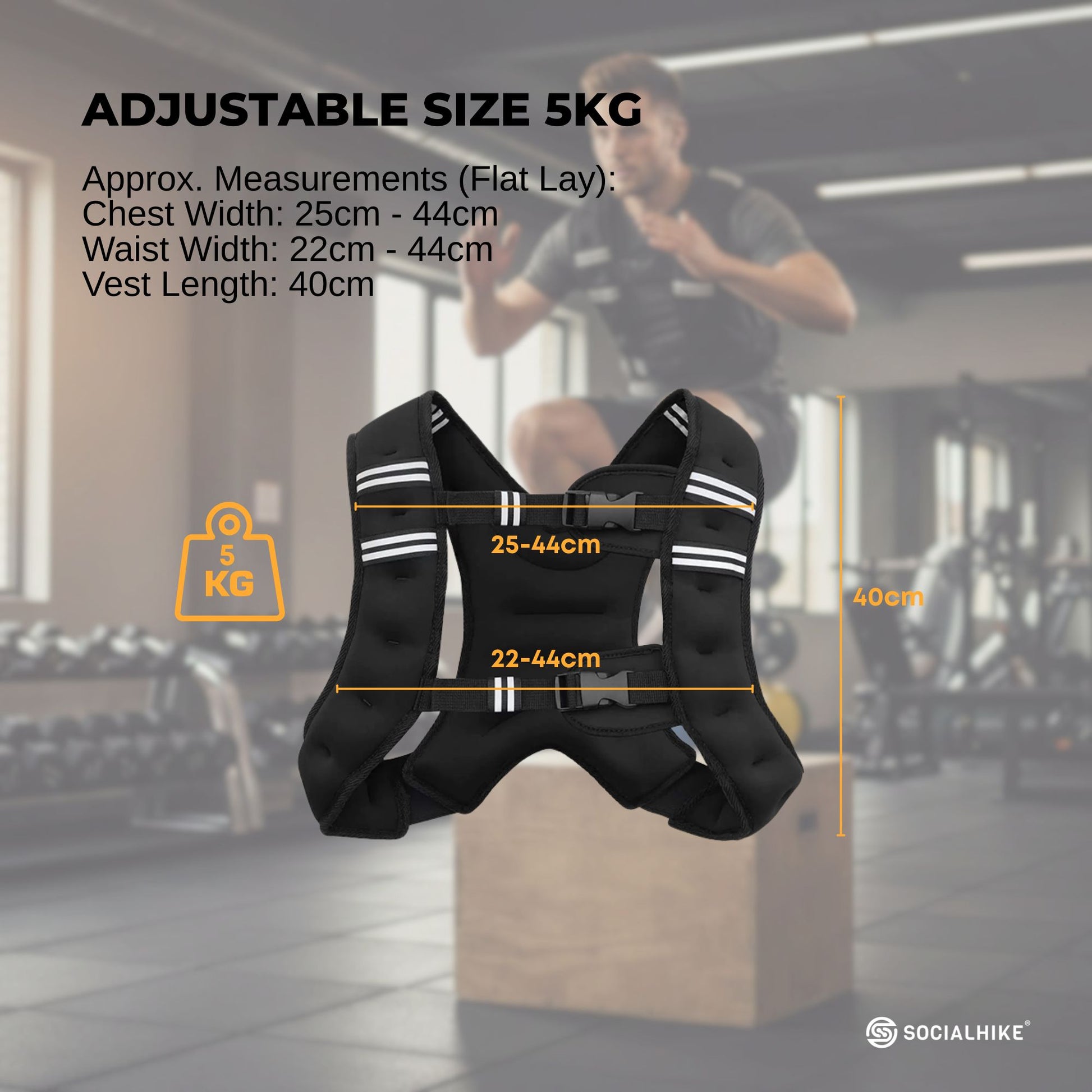 Social Hike Weighted Vest Adjustable Fit - Men Women Running Walking Training