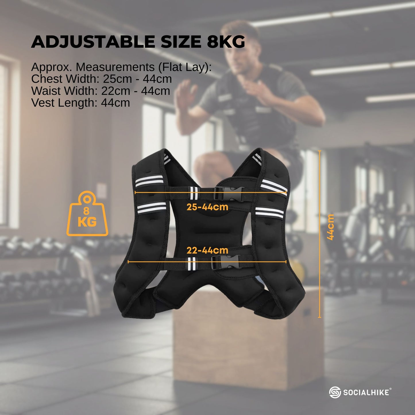 Social Hike Weighted Vest Adjustable Fit - Men Women Running Walking Training