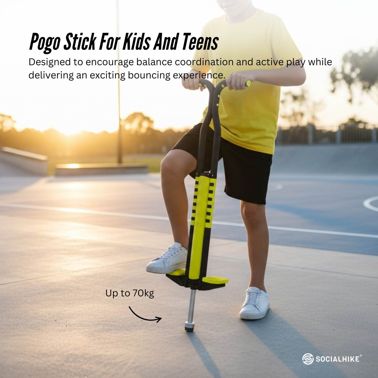 Social Hike Yellow Pogo Stick - Kids Jumping Jackhammer Exercise Hopper Toy