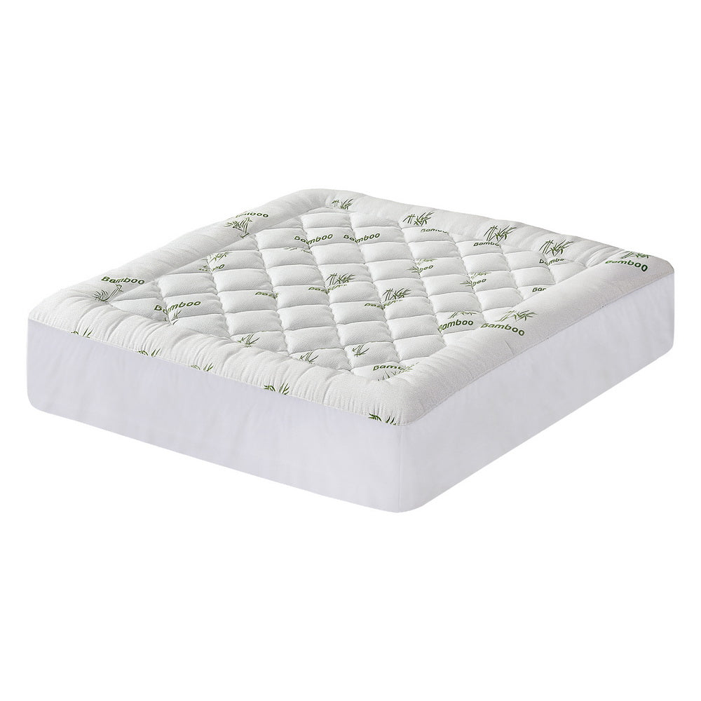 Giselle Bedding 5cm Pillowtop Mattress Topper 1000GSM Thick Soft Bamboo Cooling Pad for Back Pain Relief & Guest Bed, Washable Overfilled Cover with 45cm Deep Pocket King