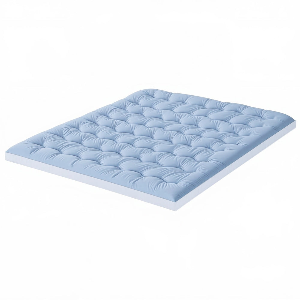 Giselle Bedding Pillowtop Mattress Topper 5cm Reversible Cooling & Soft Coral Fleece Pad for Back Pain Relief, Washable Skin-friendly Bed Protector with 45cm Deep Pocket Queen
