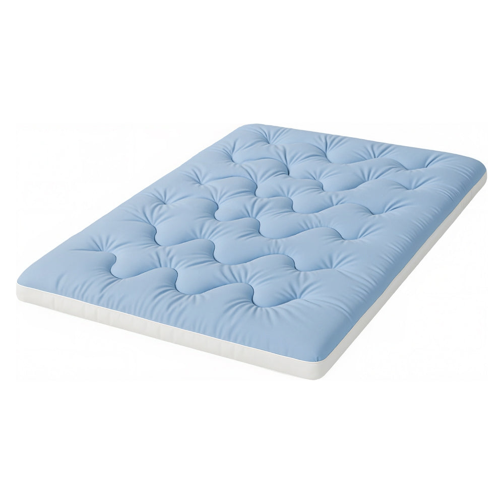 Giselle Bedding Pillowtop Mattress Topper 5cm Reversible Cooling & Soft Coral Fleece Pad for Back Pain Relief, Washable Skin-friendly Bed Protector with 45cm Deep Pocket Single