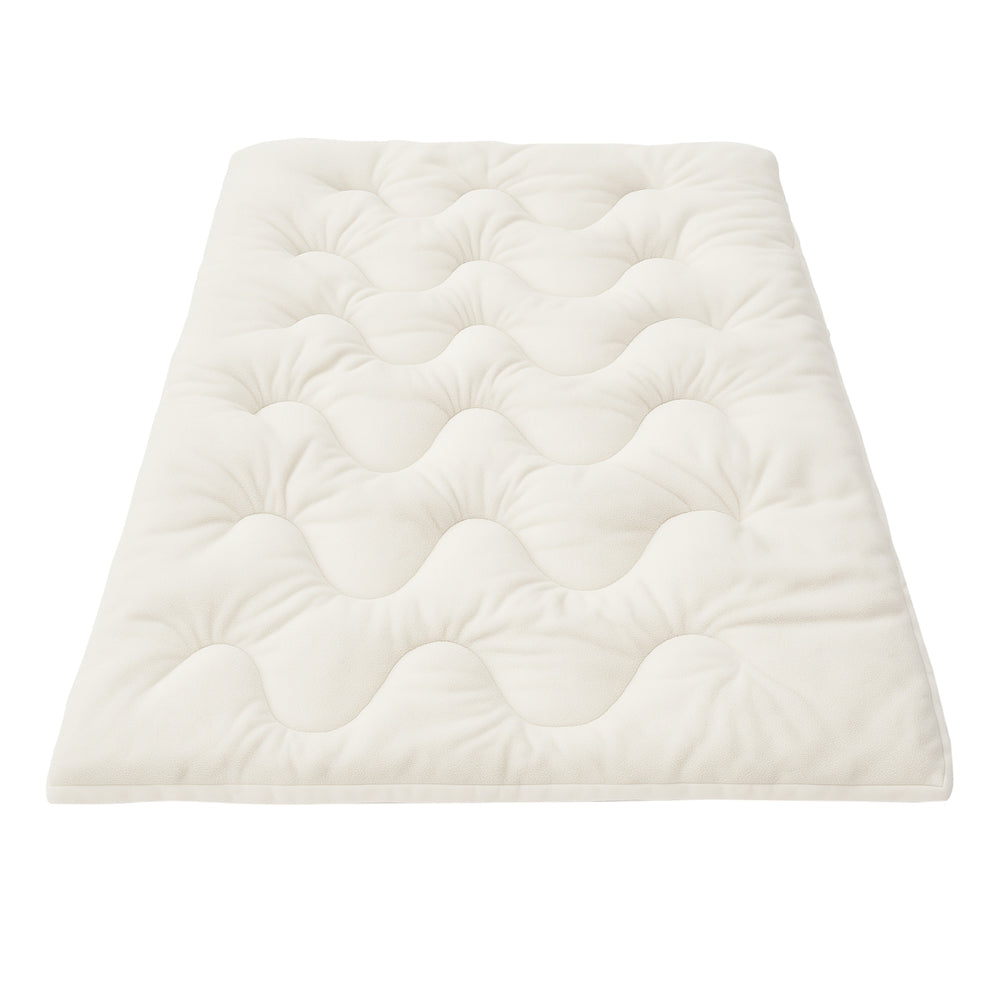 Giselle Bedding Pillowtop Mattress Topper 5cm Reversible Cooling & Soft Coral Fleece Pad for Back Pain Relief, Washable Skin-friendly Bed Protector with 45cm Deep Pocket Single